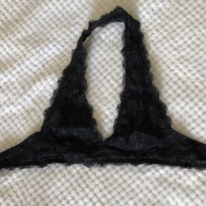 Free People Lace Halter Bralette XS Black